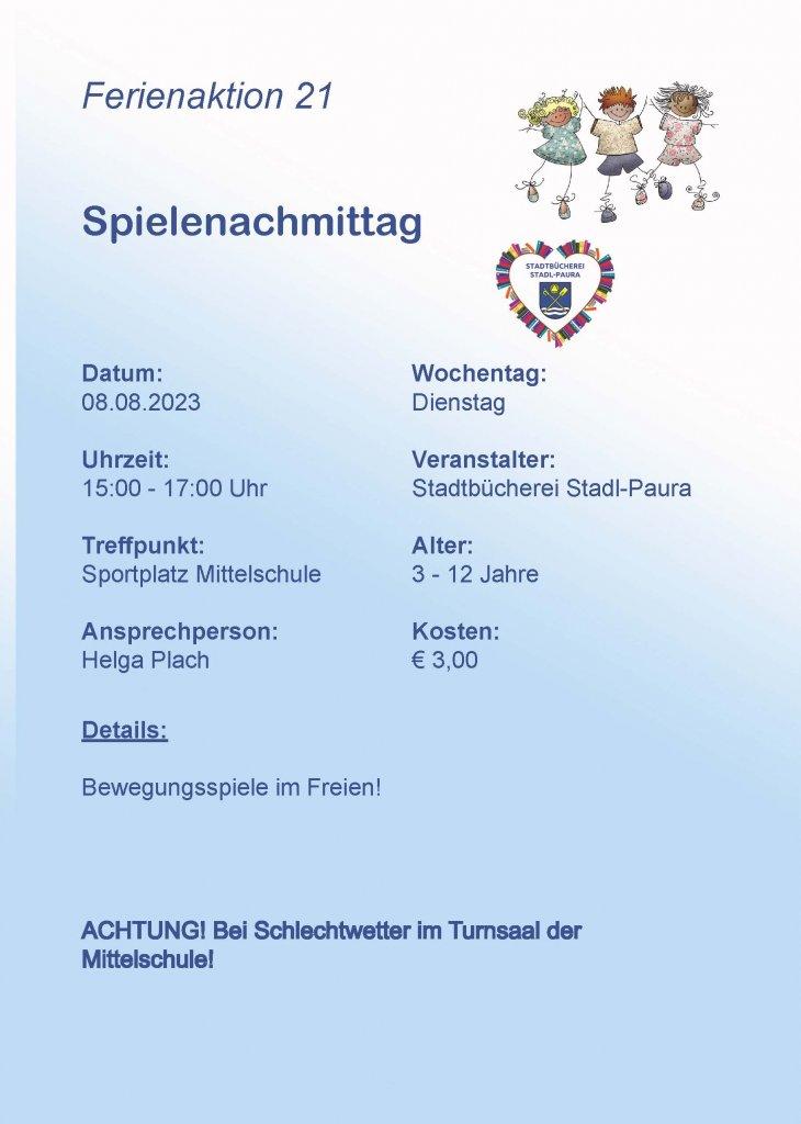 Ferienaktion Spielenachmittag
