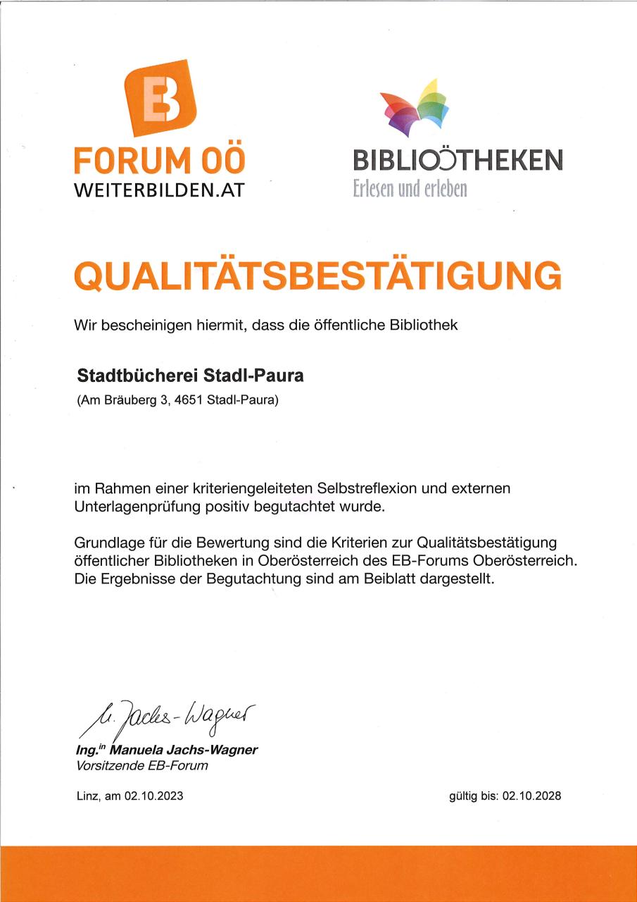 Qualitätsbestätigung EB-Formum